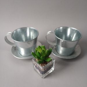 Pot For Artificial Flowers Decorative Galvanized Style Cup Farmers New
